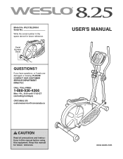 Weslo 8.25 Elliptical User Manual