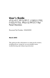 HP F1523 HP Flat Panel Monitors - (English) Users Guide 322638 002