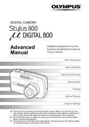 Olympus 225625 Stylus 800 Advanced Manual (English)
