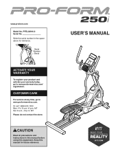 ProForm 250i Elliptical English Manual