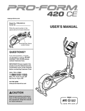 ProForm 420 Ce Elliptical English Manual