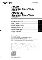 Sony CDXM10 Operating Instructions