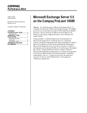 Compaq 1850R Microsoft Exchange Server 5.5 on the Compaq ProLiant 1850R