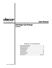 Dacor HGPR30 User Manual - 30' Pro Gas Range