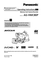 Panasonic AG-HMC80PJ Basic Operating Instructions