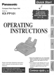 Panasonic KX-FP101 KX-FP101 Owner's Manual (English)