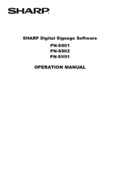 Sharp PN-V601 Sharp Digital Signage Software (SDSS™) Operation Manual