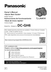 Panasonic DC-GH6 Quick Start Guide Multi-lingual
