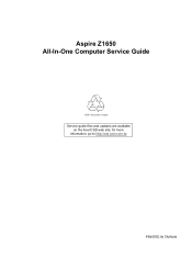 Acer Aspire Z1650 Acer Aspire Z1650 Desktop Service Guide