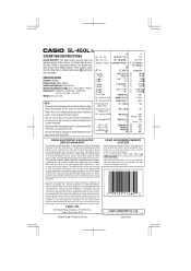 Casio SL450TP Operating Instructions
