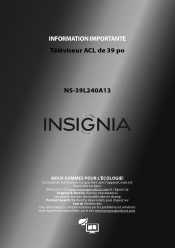 Insignia NS-39L240A13 Important Information (French)