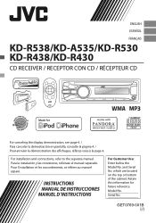 JVC KD-R530 Instructions