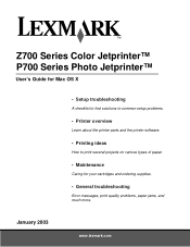 Lexmark P706 User's Guide for Mac OS X