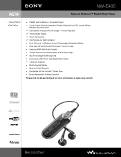 Sony NW-E405 Marketing Specifications