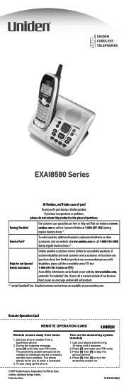 Uniden EXAI8580 English Owners Manual
