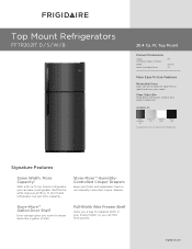 Frigidaire FFTR2021TW Product Specifications Sheet