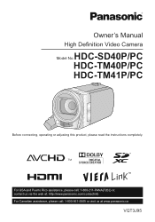 Panasonic HDC-TM40 Owners Manual