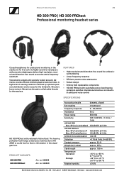 Sennheiser HD 300 PRO Product Specification HD 300 PRO / HD 300 PROtect