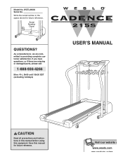 Weslo Cadence 215s Treadmill Canadian English Manual