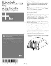 HP MSA2312sa HP StorageWorks 2000 Family Modular Smart Array optional drive module installation instructions (486857-002, January 2009)