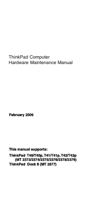 Lenovo ThinkPad T40p Hardware Maintenance Manual