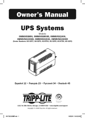 Tripp Lite OMNIVSX1000 Owners Manual for UPS Systems Multi-language