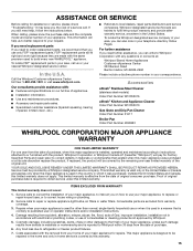 Whirlpool WFG320M0BS Warranty Information