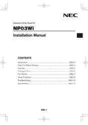 NEC NP-UM351W Installation Manual