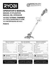 Ryobi P20015BTLVNM Operation Manual