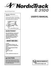 NordicTrack E 3100 Treadmill Uk Manual