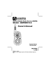 Audiovox GMRS90102CH Owners Manual