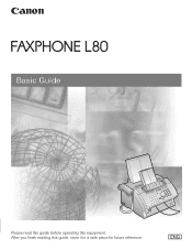 Canon 9192A006 FAXPHONE L80 Basic Guide