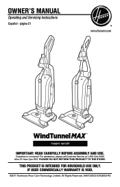 Hoover WindTunnel T-Series Max Upright Vacuum Product Manual