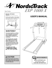 NordicTrack Exp1000x Treadmill English Manual