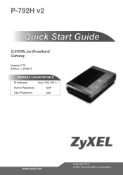 ZyXEL P-792H v2 Quick Start Guide