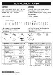 Brother International SB170 Notification about built-in utility stitches features and included accessories