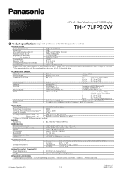 Panasonic TH-47LFP30W Spec Sheet