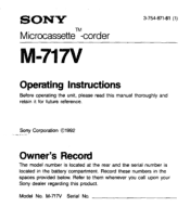 Sony M-717V Primary User Manual