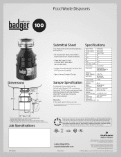 InSinkErator Badger 100 Specifications