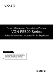 Sony VGN-FE650FM Safety Information