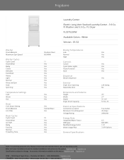 Frigidaire FLCE7523AW Product Specifications Sheet