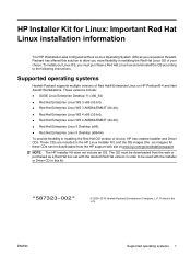 HP Z400 HP Installer Kit for Linux: Important Red Hat Linux installation information