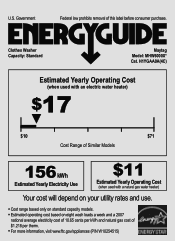Maytag MHW6000XG Energy Guide