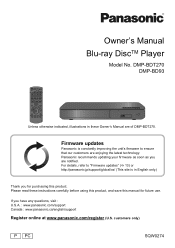 Panasonic DMP-BD93 Owner's Manual