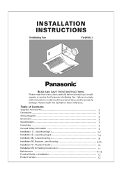 Panasonic FV08VS1 FV08VKL1 User Guide