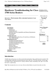 Cisco 1721 Troubleshooting Guide