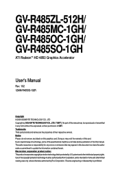 Gigabyte GV-R485ZL-512H Manual