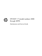 HP ENVY 17-2200 HP ENVY 17 (model numbers 2000 through 2099) - Maintenance and Service Guide