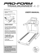 ProForm Trailrunner 4.0 Treadmill English Manual