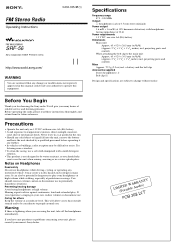 Sony SRF-56 Operating Instructions  (primary manual)
